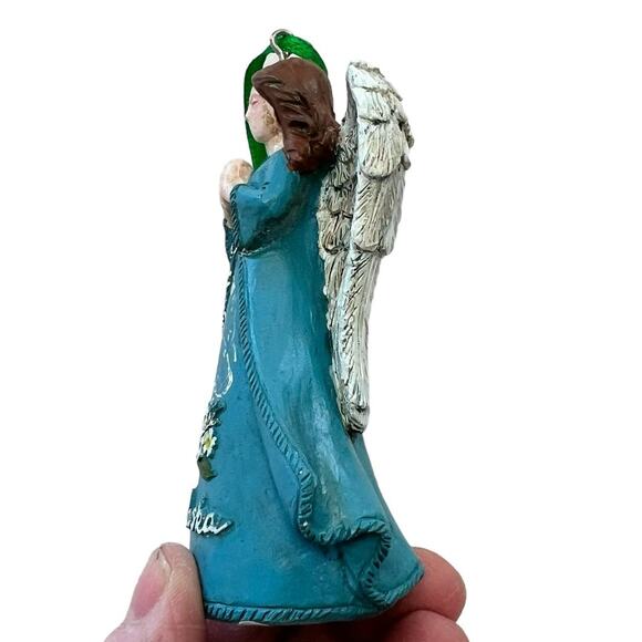 Alaska Angel Christmas Ornament Hand Painted Highlights Forget Me Not Flowers - Picture 4 of 14